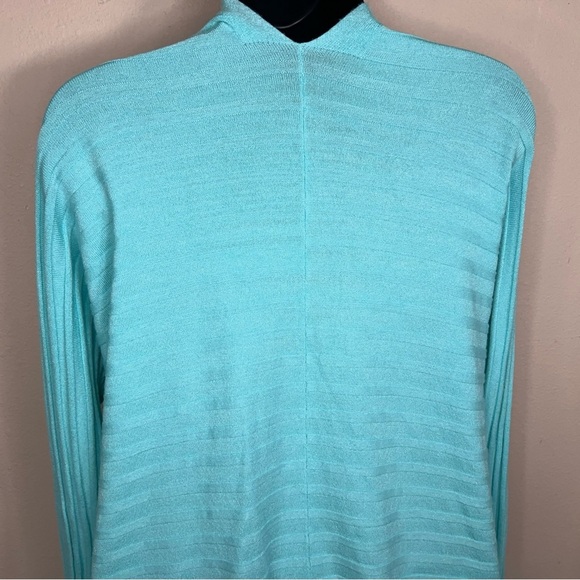 XL Mint Blue Vibrant Knit Sweater Womens Long Sleeve Open Front - Picture 5 of 13